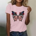thumbnail image 2 of DDAPJ pyju American Flag Shirts Women Patriotic Shirt 4th of July Tee Tops Round Neck Short Sleeve Summer T-Shirt Lightning Sales Pink XL, 2 of 5