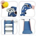 thumbnail image 6 of CIPACHO Kids Folding Slide Set, Dolphin Pattern Toys, Indoor Outdoor Toddler Playground with Basketball Hoop, Ball, Blue, 6 of 7