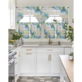 thumbnail image 4 of Blue Hydrangea Swag Curtains for Living Room/Bedroom Windows, Rustic Wooden Butterfly Spring Floral Kitchen Curtains and Valances Set 36 Inch Length, Light Filtering Swags Valance Curtain Panels, 4 of 5