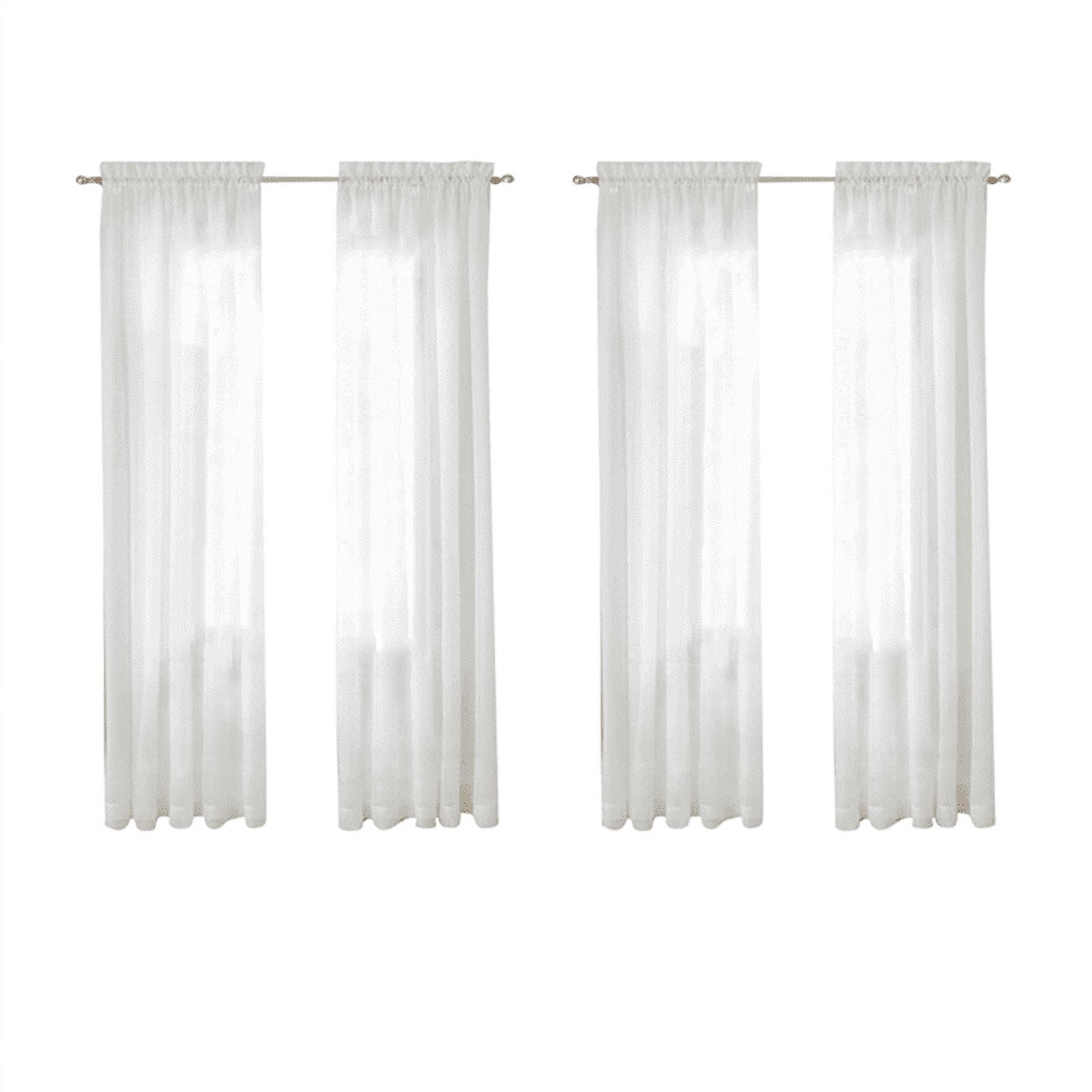 Window White Sheer Curtains 90 Inches Long 4 Panels Sheer White Curtains Clear Curtains Basic Rod Pocket Panel