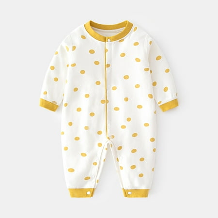

Yidarton Baby Long Sleeve Jumpsuit Newborn Boneless Spring And Autumn Cotton Ha Clothes For Boys And Girls Wave Point Children Printed Climbing Clothes Yellow