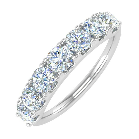 1 Carat 7-stones Diamond Wedding Band Ring in 14K White Gold (Ring Size 8.75)