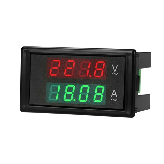 AC 80-300V 100A Digital Voltmeter Ammeter Amperage Tester Gauge Green Red LED Amp Dual Display AC Panel Current Meter Tester with Current Transformer