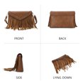 thumbnail image 3 of KouLi Buir Leather Envelope Fringe Shoulder Bag Tassel Crossbody Handbag Women's Purse (Yellow Brown), 3 of 6