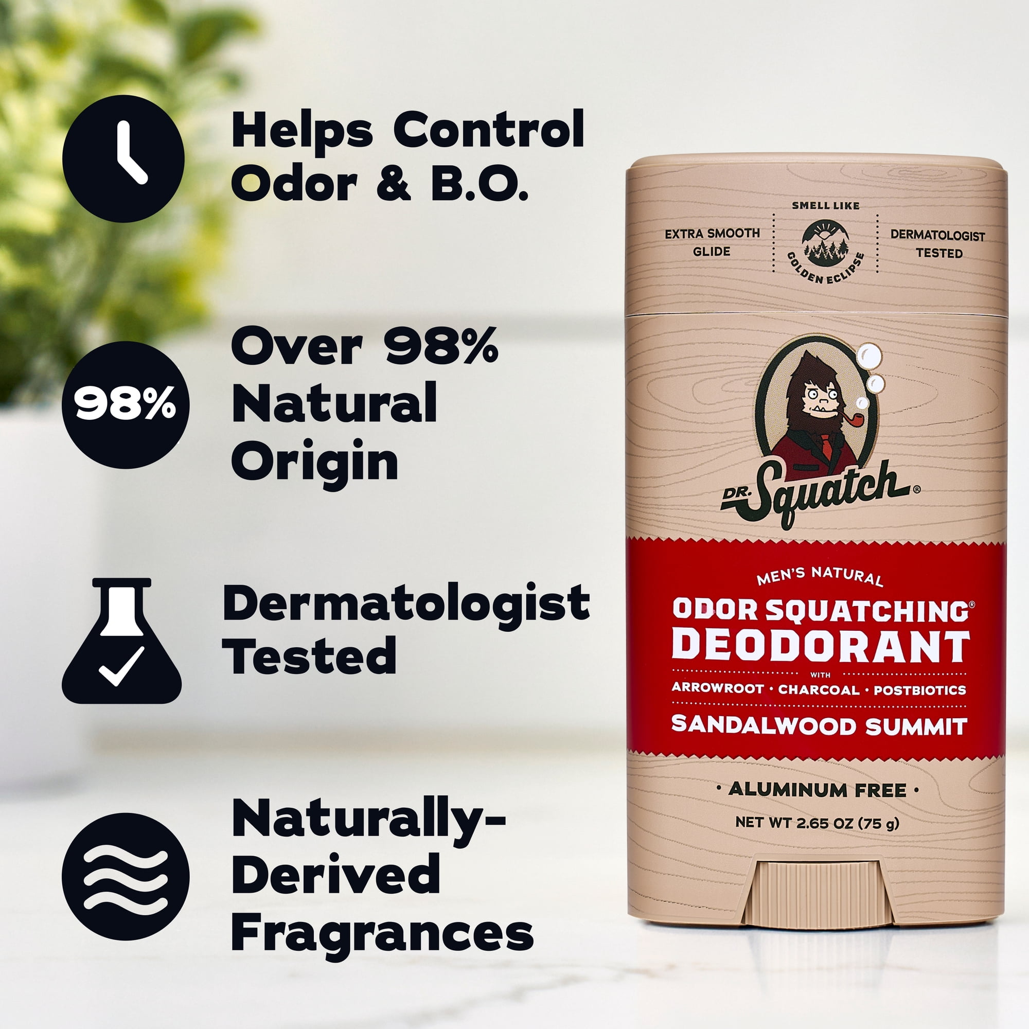(2 pack) Dr. Squatch Mens Aluminum Free Deodorant, Natural Deodorant for Men, Sandalwood Summit, 2.65 Oz