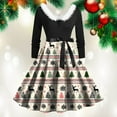 thumbnail image 5 of felwors Women's Plaid Tree and Candy Print Swing Dress with Faux Fur Collar and Belted Waist Khaki, XXL, 5 of 5