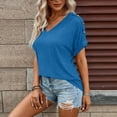 thumbnail image 4 of Womens Summer T-Shirts Short Sleeve V Neck Dolman Tops Loose Fit Shirts Spring Fashion, 4 of 6