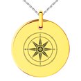 thumbnail image 1 of Stainless Steel Nautical Wind Compass Engraved Small Medallion Circle Charm Pendant Necklace, 1 of 1