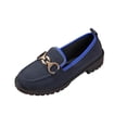 thumbnail image 2 of BLTIBY Women's Chunky Heel Loafers Buckle Decor Patent Leather Fashion Preppy Style Dress Shoes Dark Blue 36, 2 of 9