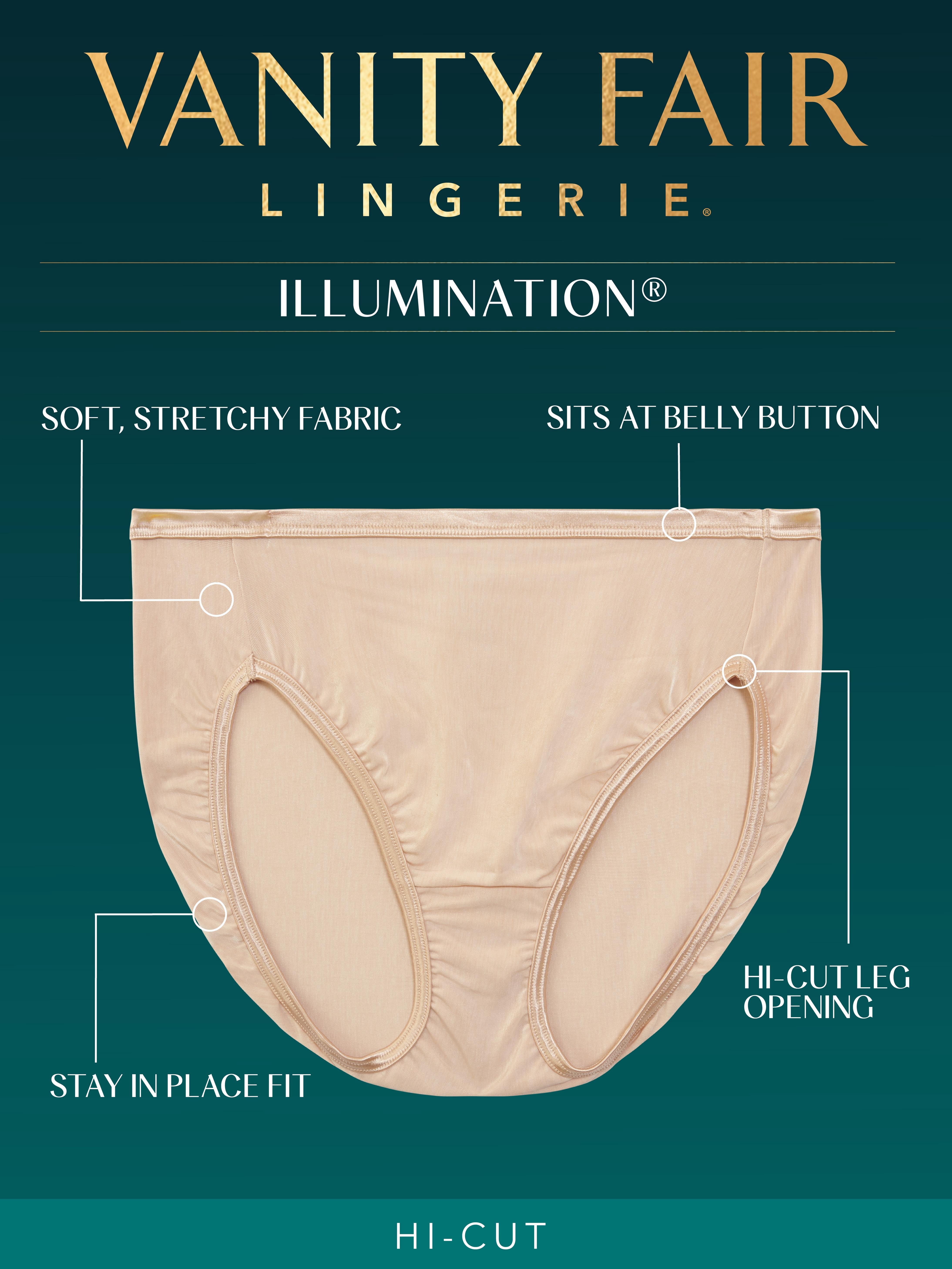 Vanity Fair Lingerie Women's Illumination Hi-Cut Panties, Silky Stretch Underwear, Multipacks, Sizes M - 3XL