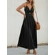 thumbnail image 2 of Vestido largo CUPSHE con cuello en V, sin mangas, largo y retorcido, rayón negro, 2 of 9