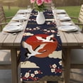 thumbnail image 4 of Japanese Style Table Runner 72 Inches, Modern Cranes Cherry Flower Wave Red Blue Bed Runner Dresser Scarves Tabletop for Indoor Outdoor Parties/Ceremony/Banquet, 16" x 72", 4 of 8