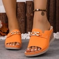 thumbnail image 3 of Dakaela Slip on Wedge Sandals for Women Leather Open Toe Platform Summer Beach Slides Espadrilles Comfortable Dressy Sandal Mules Size 6-10 Orange, 3 of 9