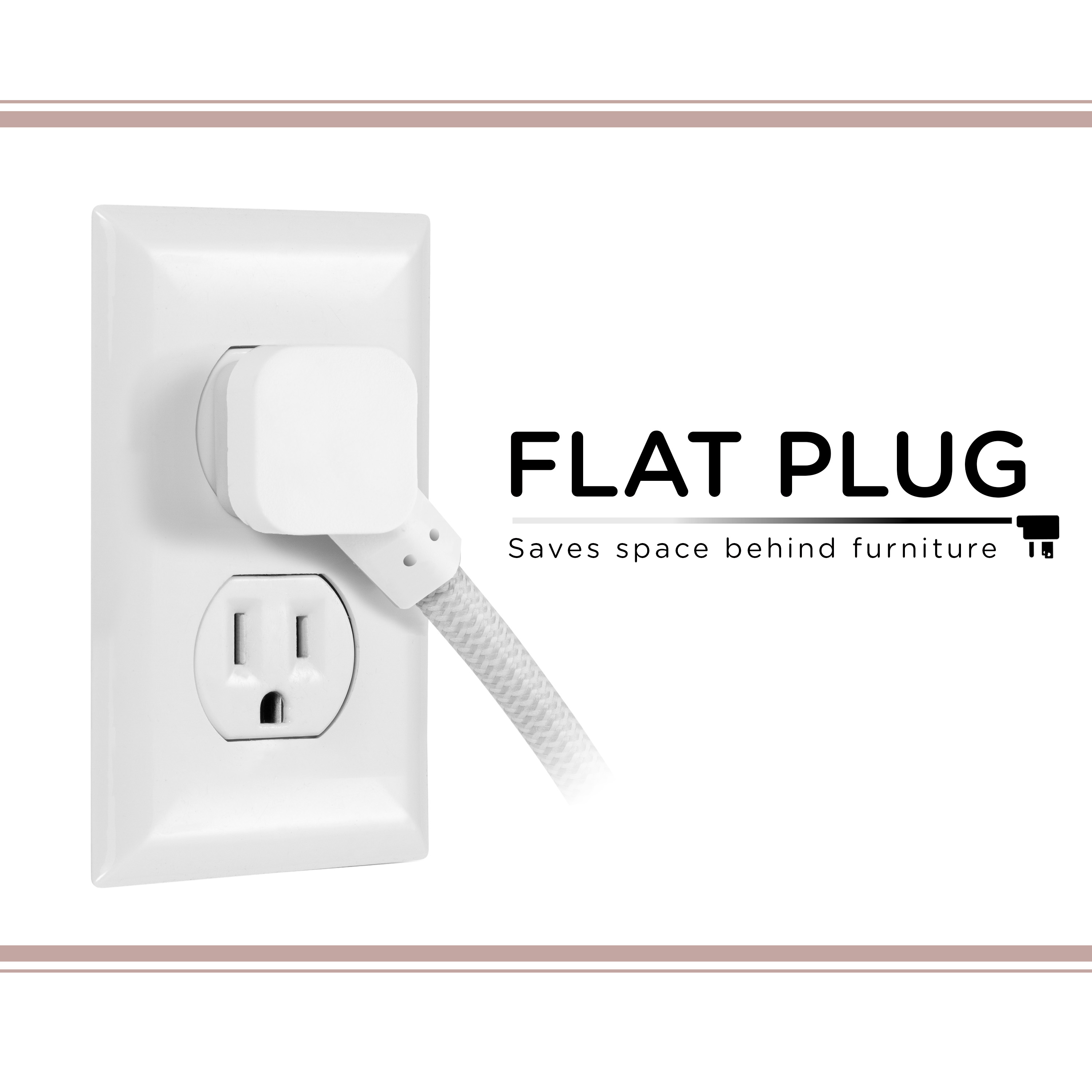 Cordinate 15ft 3-Outlet Extension Cord, Flat Plug, Gray Chevron photo 6