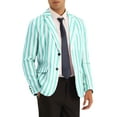 thumbnail image 4 of Lars Amadeus Striped Suit Jacket for Men's Notch Lapel Color Block Stripes Pattern Blazer, 4 of 5