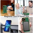 thumbnail image 3 of Compatible with iPhone 12 Pro Max Magnetic Planting Case 6.7 Inch, Luxury 360 Rotating Magnetic Hidden Stand Case, Compatible with MagSafe for Women Girls,Green, 3 of 10