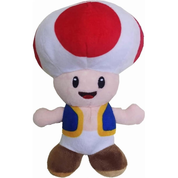 Mushroom Red Toad Plush Standing Position, Cuddly Cartoon Game Stuffed Toy Doll 8', Deep Red