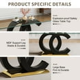 thumbnail image 2 of 70" Glass Dining Table Set for 6, Modern Clear Tabletop with OC Base, 6 Velvet Upholstered Dining Chairs with Nailhead Trim, Solid Wood Legs, for Kitchen, Dining Room, Conference Room, 2 of 7