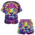 thumbnail image 3 of Tiger Animal Graffiti Pajamas Set Womens Loungewear Sleepwear 2 Piece PJ Sets, 3 of 7
