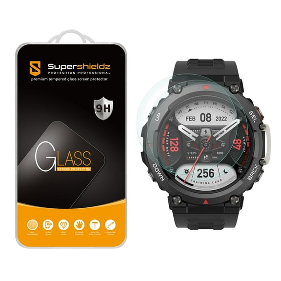 (2 Pack) Supershieldz Designed for Amazfit (T-Rex 2) Tempered Glass Screen Protector, Anti Scratch, Bubble Free