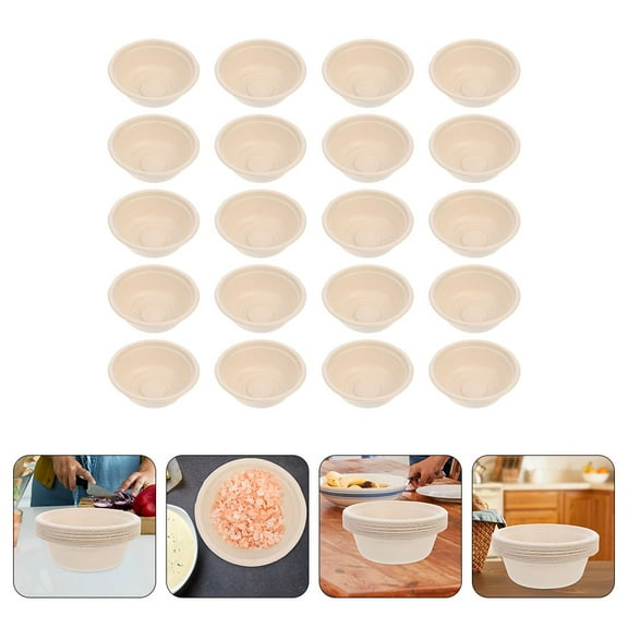 UPKOCH 50 Pcs Khaki Paper Bowls Disposable MultiFunction Food Holder for Storage Parties and Gatherings