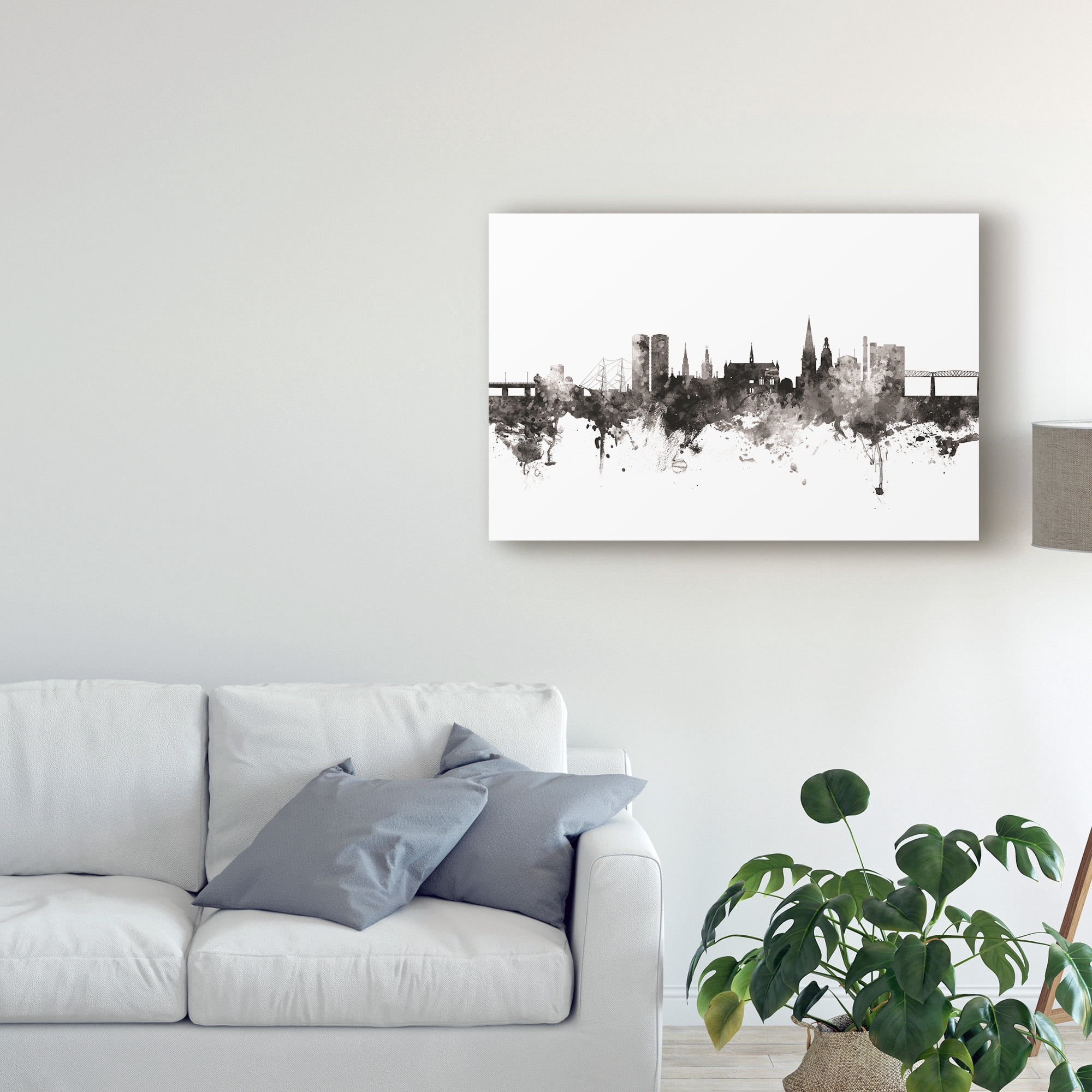 Trademark Fine Art 'Dundee Scotland Skyline Black White' Canvas Art by Michael Tompsett