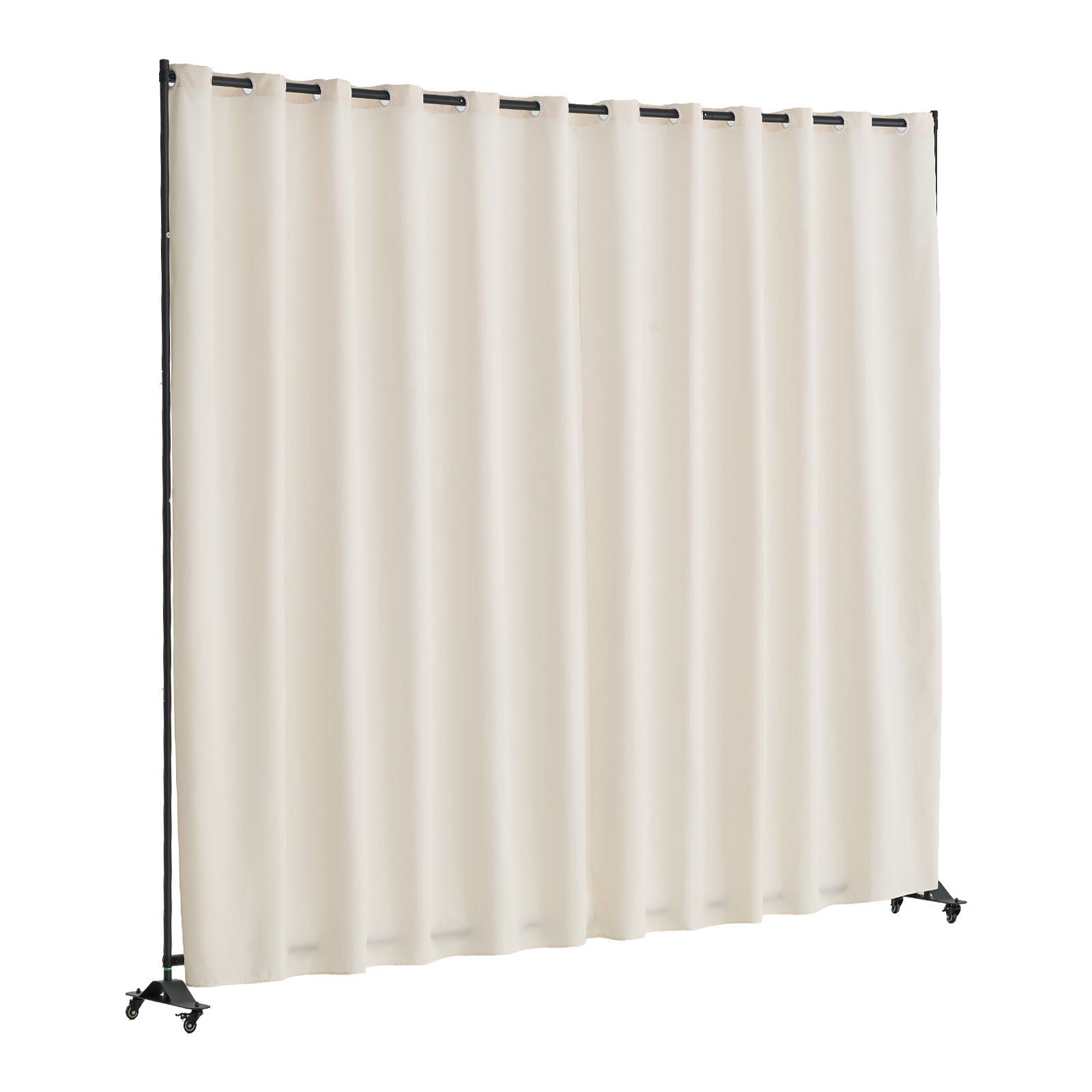 Extra Wide 8-Panel Room Divider on Casters, Mobile Privacy Screen for Large Spaces, Office, Studio - Beige