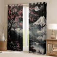 thumbnail image 2 of Manfei Fuji Mountain Lake Black Out Curtains, Red Plum Blossom Curtains Pack of 2 (42x63 Each), Black Red Gray, 2 of 6