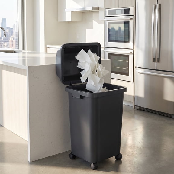 Amosfun Swing Top Trash Can Lid Replacement Black Plastic for 10L Rectangular Kitchen and Utility Bins