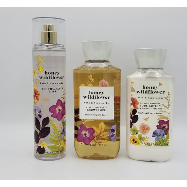 Bath & Body Works Honey Wildflower Set Fragrance Mist 8 oz+ Shower Gel