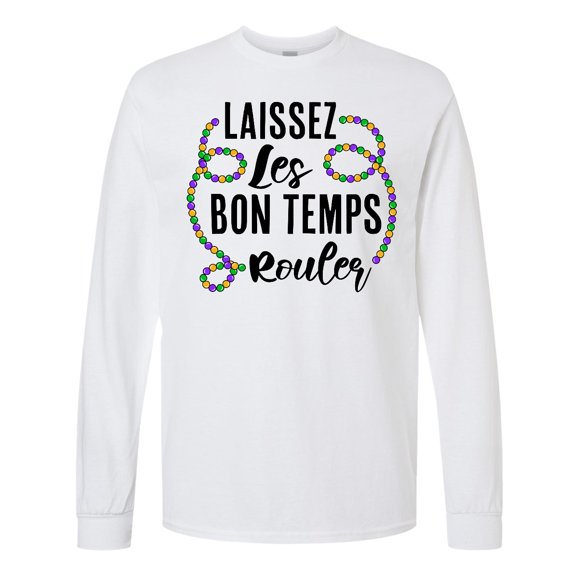 Inktastic Laissez Les Bon Temps Rouler Mardi Gras Beads Long Sleeve T-Shirt