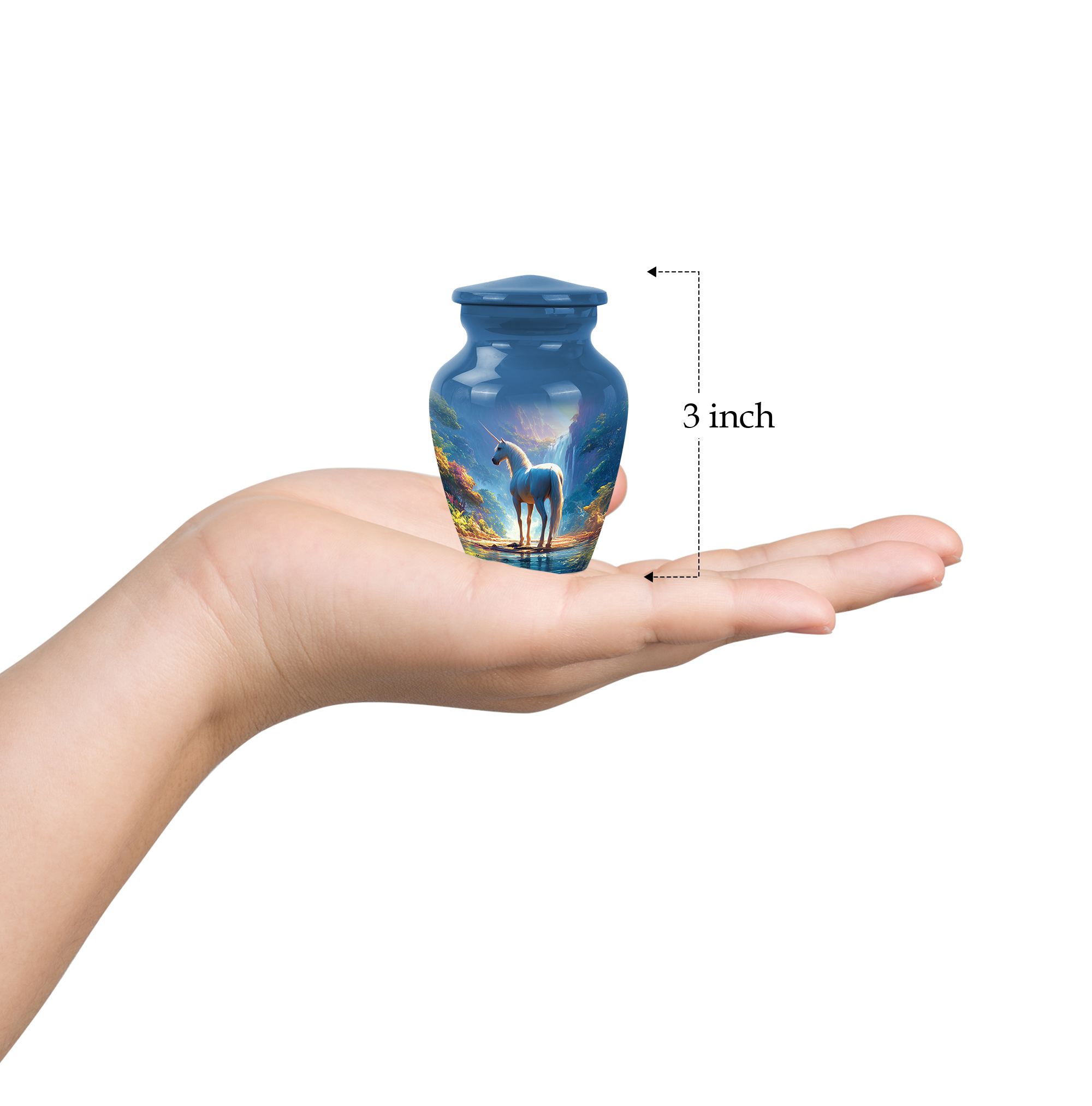 Unicorn Funeral Urns For Adult Female - 1 Large Decorative Urns For Human Ashes Adult Male Dad, Blue Cremation Urn For Human Ashes For Man - 10 Inch, 4 Small Keepsake Urn For Mom, 3 Inch