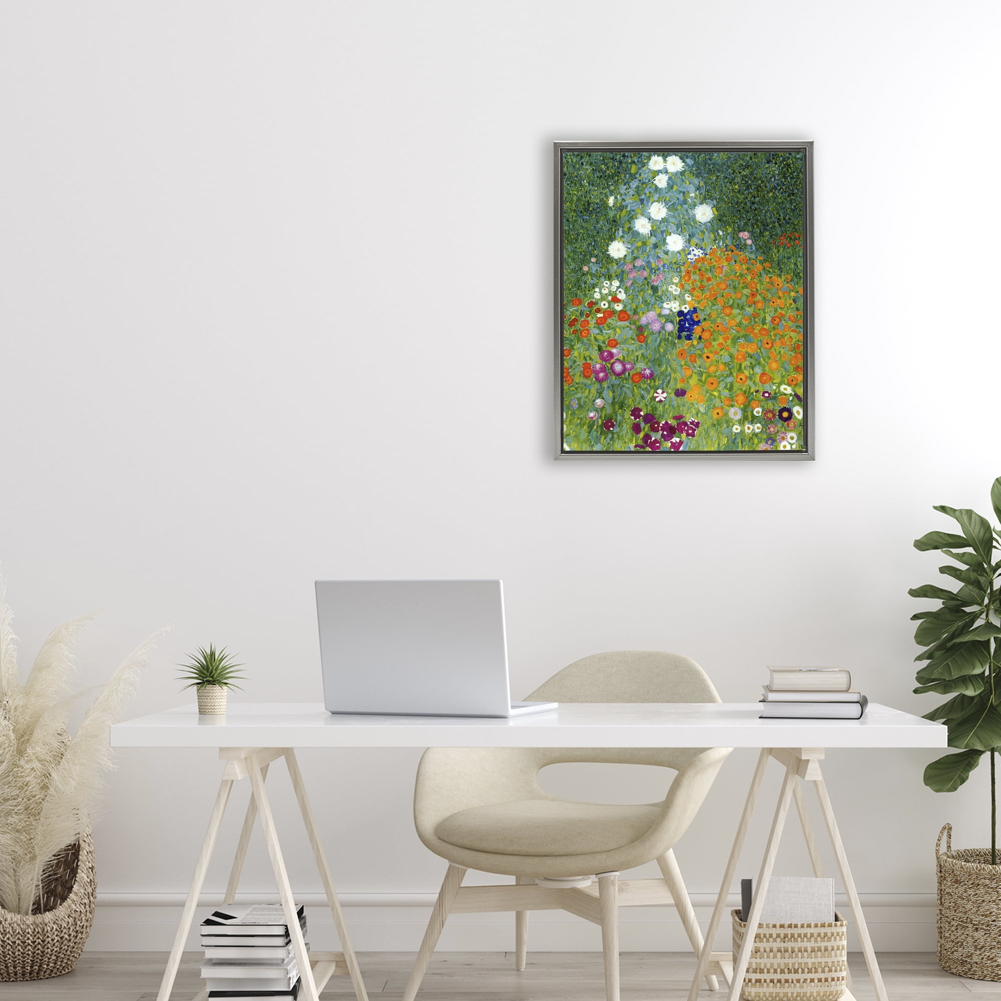 Stupell Industries Farm Garden Classic Klimt Gray Framed Floater Canvas Wall Art, design by Vintage Hustle
