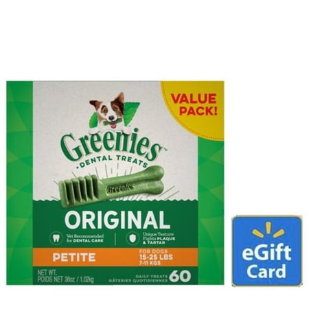 GREENIES Original Petite Size Dental Dog Treats with Free $15 Gift Card!