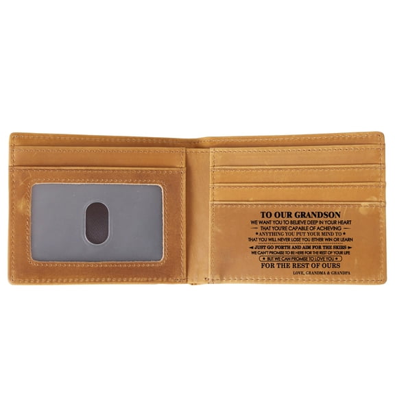 Xfvqtps Mens Engraved Wallet Bifold Slots Minimalist Card Holder Leather Coin Purse as Father'S Day Gift E