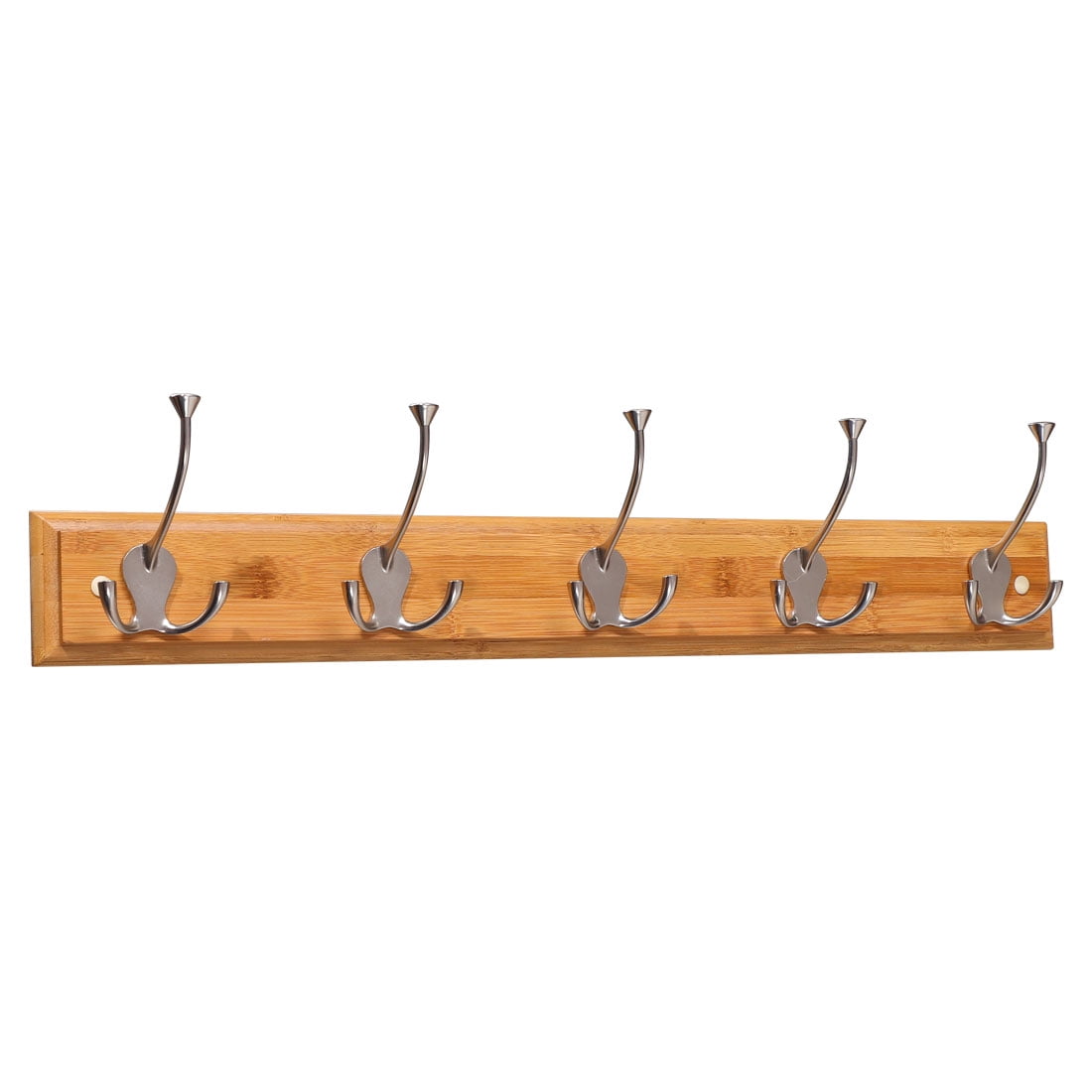 Uxcell 23.6" Dual Hooks Rack Wall Mounted 5 Coat Hooks Plating Finish