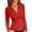 Red, variant on Womens Long Sleeve Shirts Polo Tops V Neck Slim Fitted Ribbed S-XL