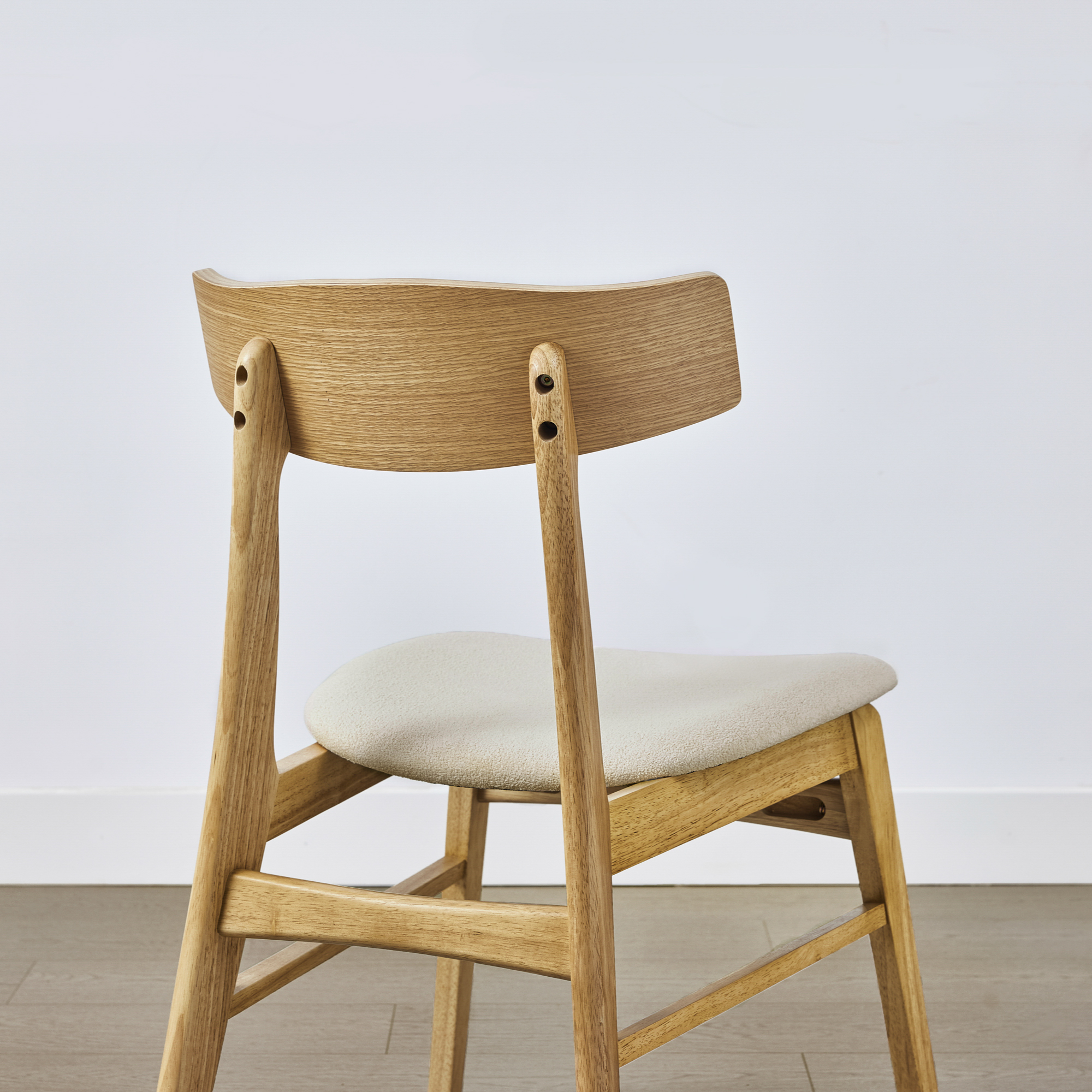 Spruce & Spring Farmhouse Upholstered Dining Chair with Solid Wood Frame Set of 2, Natural