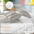 thumbnail image 3 of Boho Stripes Bedding 3 Piece Duvet Cover Set Queen Size, Beige Geometric Modern Flower Stripe Soft Microfiber Comforter Cover with Zipper Closure & Pillowcases, Wrinkle & FadeResistant Quilt Cover, 3 of 9