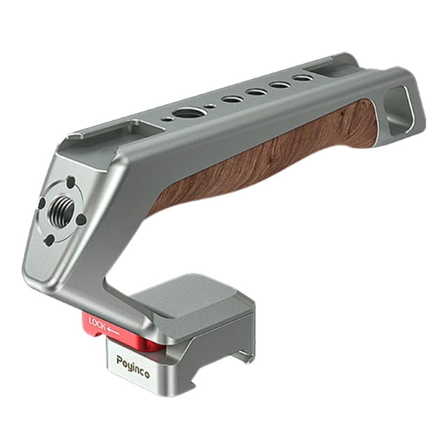 Camera Cage Handle, Multi Functional Sliding Groove Wooden Handle