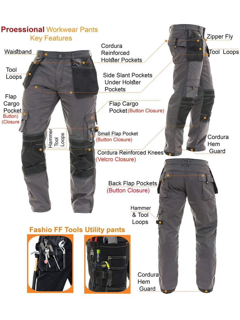Men Cordura Work Trousers Multi Pockets Work Utility