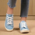 thumbnail image 2 of Pandaie Women's Wide Canvas Sneakers Arch Support Low Top Walking Shoes Washed Fashion Flat Tennis Shoe for Everyday Walks & Casual Outfits Blue 7, 2 of 9