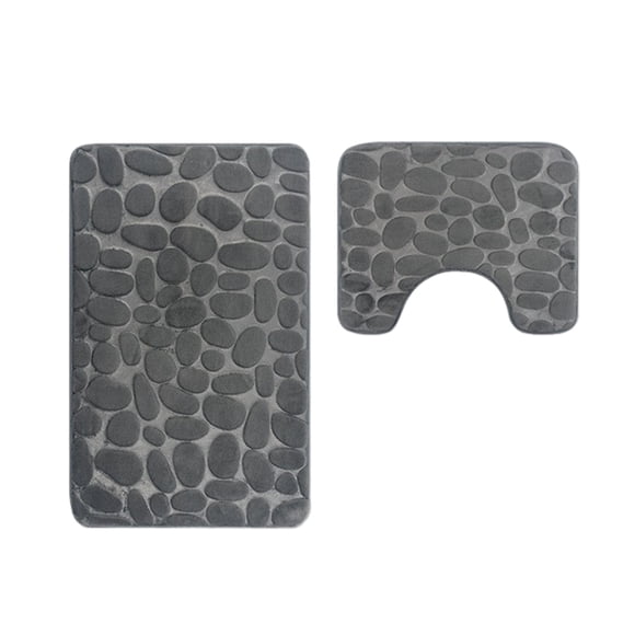 Juego de alfombrillas de baño Cateissary Poliéster Gris Oscuro