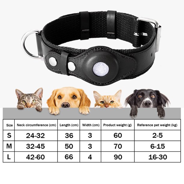 Collar para mascotas, collares de seguimiento de ubicación antipérdida creativos para cachorros (negro L) Ndcxsfigh Libre de BPA