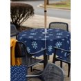 thumbnail image 4 of Outdoor Tablecloth with Umbrella Hole and Zipper, Christmas Square Table Cloth 60x60 Inch Waterproof Tablecloth, Snowflakes Xmas Blue Winter Minimalist Picnic Table Cover for Patio Camping, 4 of 7