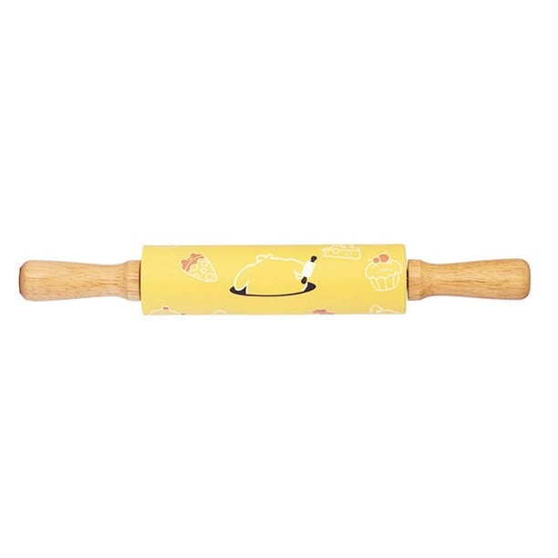 Rodillo de amasar multifuncional para hornear con poste extendido para pastel de cocina casera amarillo