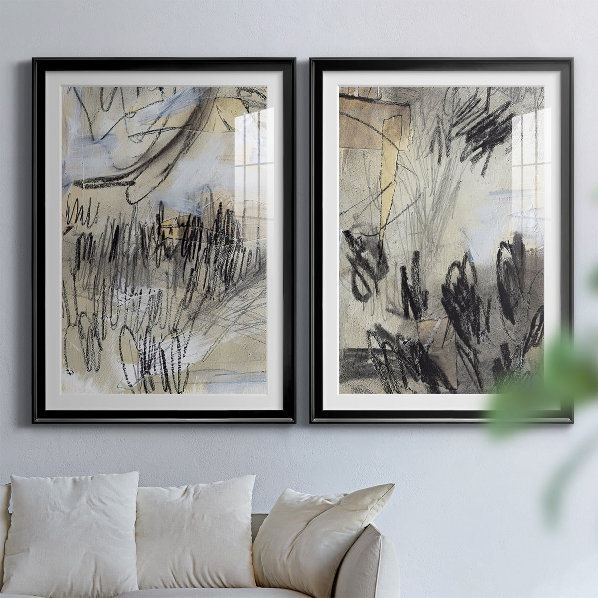 Wexford Home Masked Notes III Premium Framed Print, 30.5" x 42.5" - Ready to Hang, Black (Set of 2)