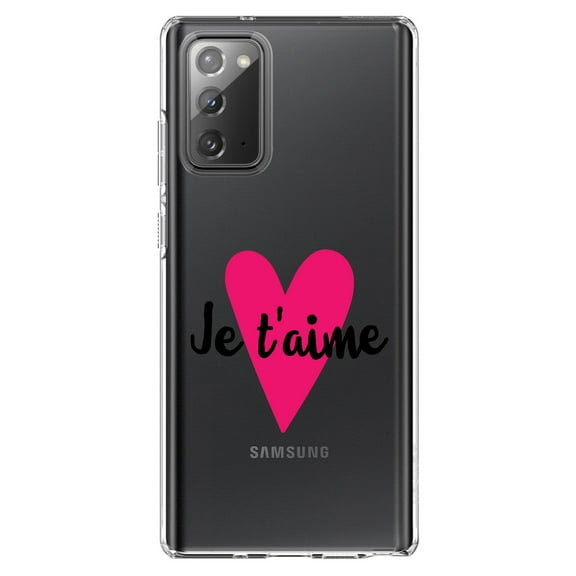 DistinctInk Clear Shockproof Hybrid Case for Galaxy Note 20 ULTRA (6.9" Screen) - TPU Bumper Acrylic Back Tempered Glass Screen Protector - Je T'Aime - Pink Heart