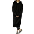 thumbnail image 1 of Sudadera larga suelta para mujer, vestido con capucha, sudaderas con capucha cálidas Irfora Negro XXXL, 1 of 7