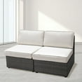 thumbnail image 2 of PE Wicker Modular Outdoor Sectional Couch, 2PCS Armless Sofa with Cushions, All-Weather Rattan Conversation Set for Patio, Porch, or Lawn, Grey, 2 of 5